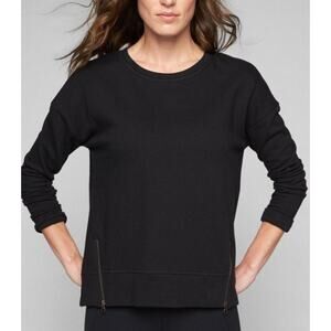Athleta Size S‎ Cityscape Sweatshirt Pullover Zipper Side Vents Black Casual